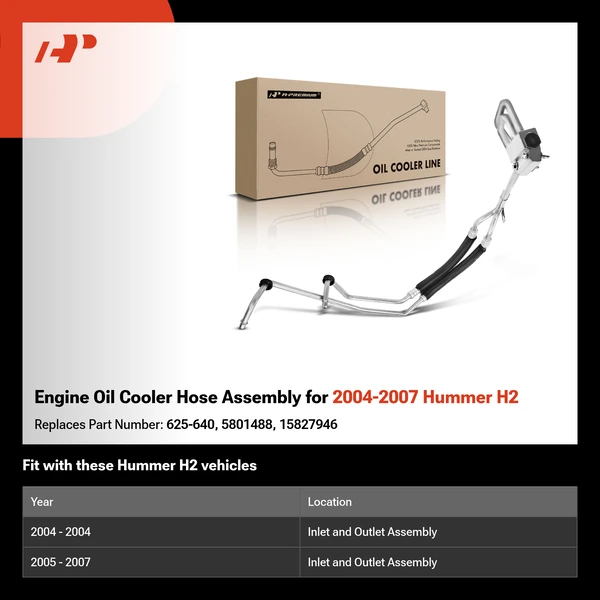 Engine Oil Cooler Hose Assembly for 2004-2007 Hummer H2