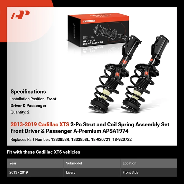 2013-2019 Cadillac XTS 2-Pc Strut and Coil Spring Assembly Set Front Driver & Passenger A-Premium APSA1974