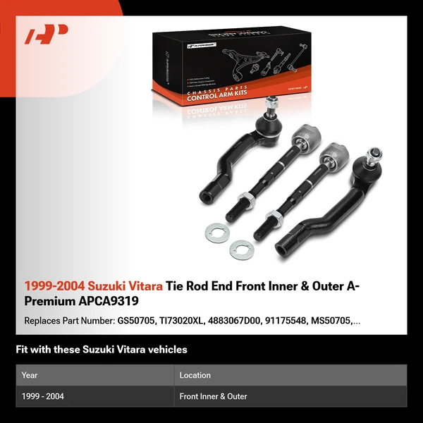 1999-2004 Suzuki Vitara Tie Rod End Front Inner & Outer A-Premium APCA9319