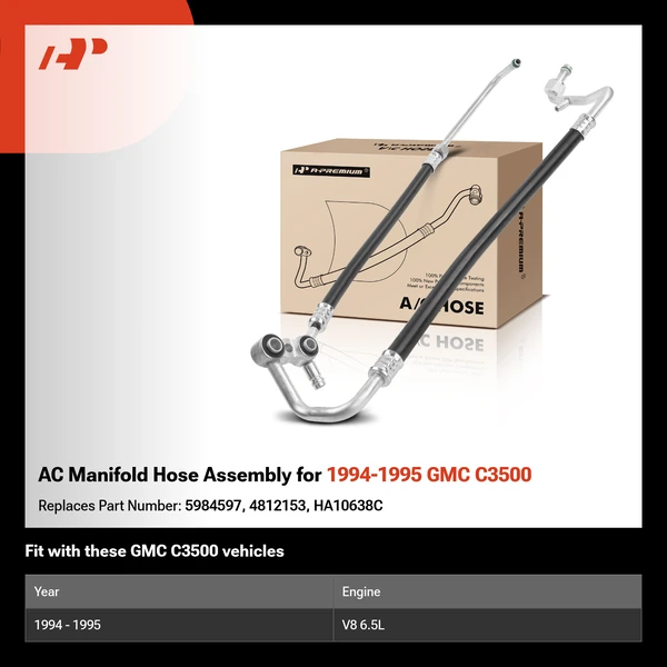 AC Manifold Hose Assembly for 1994-1995 GMC C3500