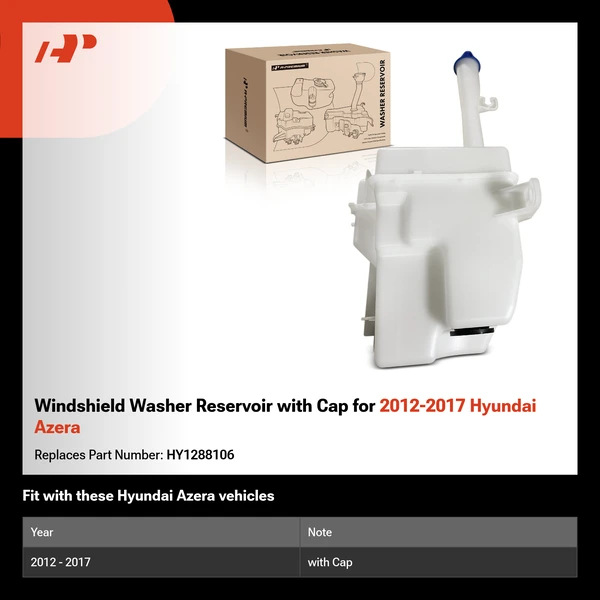 Windshield Washer Reservoir with Cap for 2012-2017 Hyundai Azera