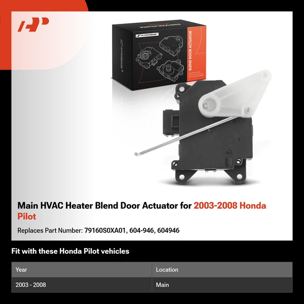 Main HVAC Heater Blend Door Actuator for 2003-2008 Honda Pilot