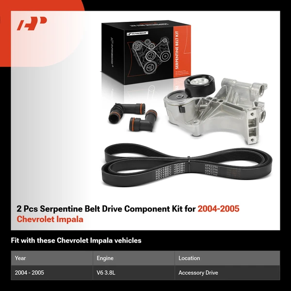 2 Pcs Serpentine Belt Drive Component Kit for 2004-2005 Chevrolet Impala