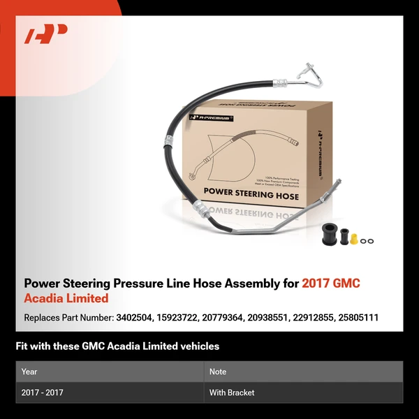 Power Steering Pressure Line Hose Assembly for 2017 GMC Acadia Limited