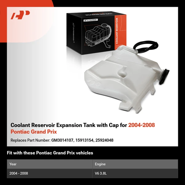 Coolant Reservoir Expansion Tank with Cap for 2004-2008 Pontiac Grand Prix