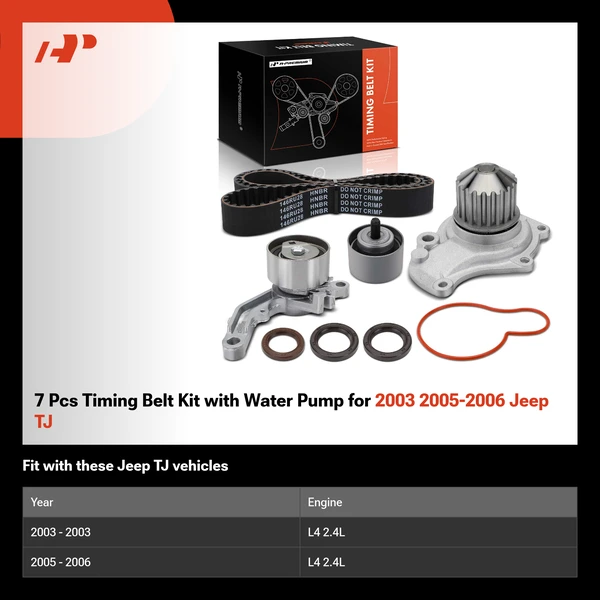7 Pcs Timing Belt Kit with Water Pump for 2003 2005-2006 Jeep TJ