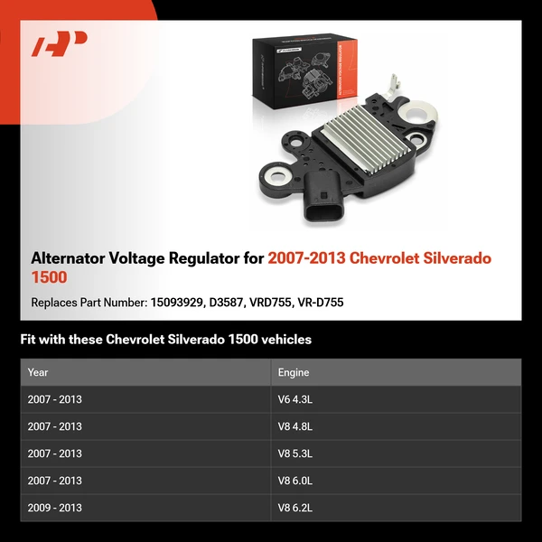 Alternator Voltage Regulator for 2007-2013 Chevrolet Silverado 1500
