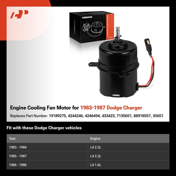 Engine Cooling Fan Motor for 1983-1987 Dodge Charger