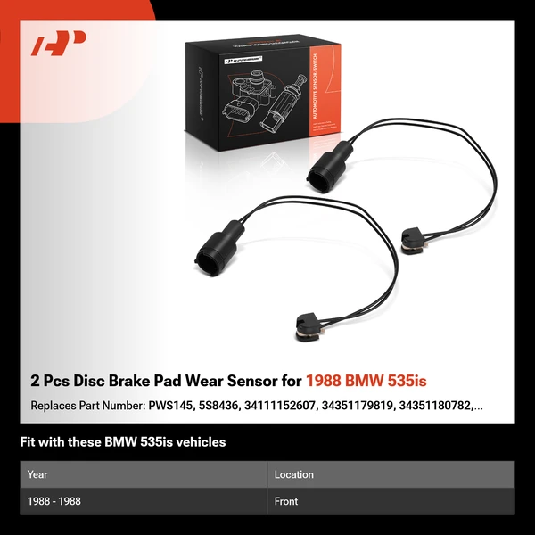 2 Pcs Disc Brake Pad Wear Sensor for 1988 BMW 535is