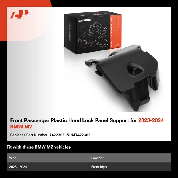 Front Passenger Plastic Hood Lock Panel Support for 2023-2024 BMW M2
