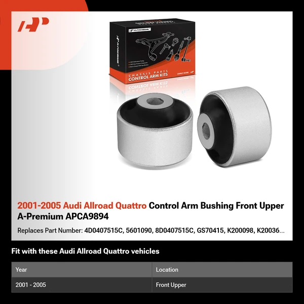 2001-2005 Audi Allroad Quattro Control Arm Bushing Front Upper A-Premium APCA9894