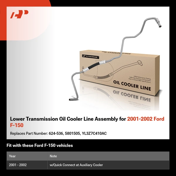 Lower Transmission Oil Cooler Line Assembly for 2001-2002 Ford F-150