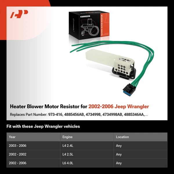 Heater Blower Motor Resistor for 2002-2006 Jeep Wrangler