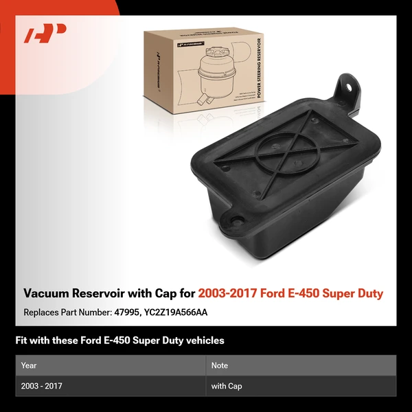 Vacuum Reservoir with Cap for 2003-2017 Ford E-450 Super Duty