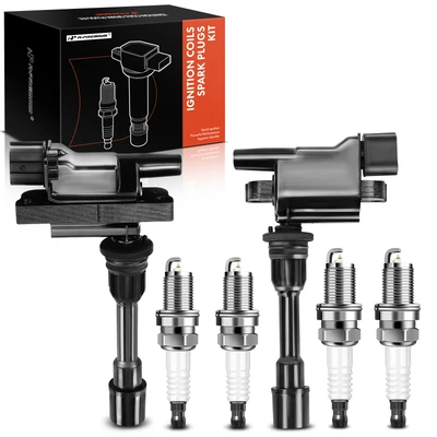 2 Pcs Black Ignition Coil & 4 Pcs IRIDIUM Spark Plug Kit