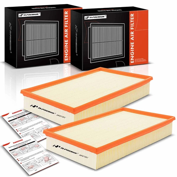 2 Pcs Engine Air Filter with Flexible Panel for 1999-2006 Volvo S80