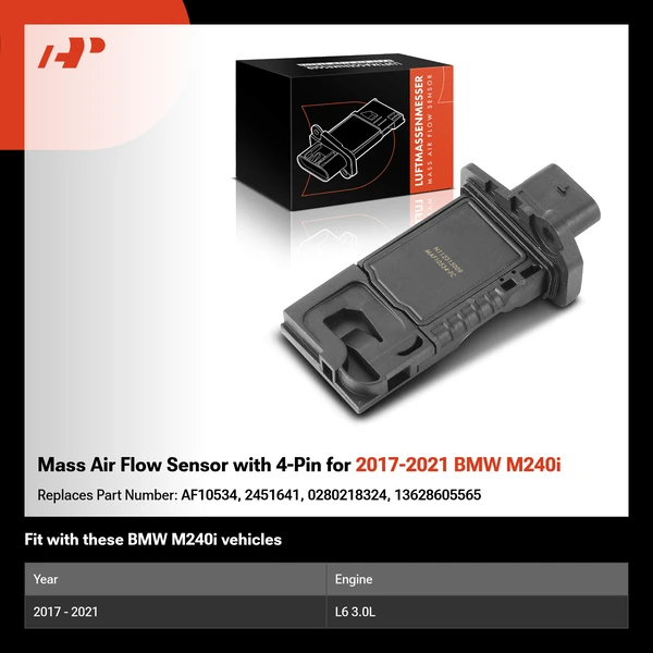 Mass Air Flow Sensor with 4-Pin for 2017-2021 BMW M240i