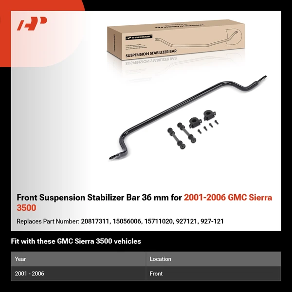 Front Suspension Stabilizer Bar 36 mm for 2001-2006 GMC Sierra 3500