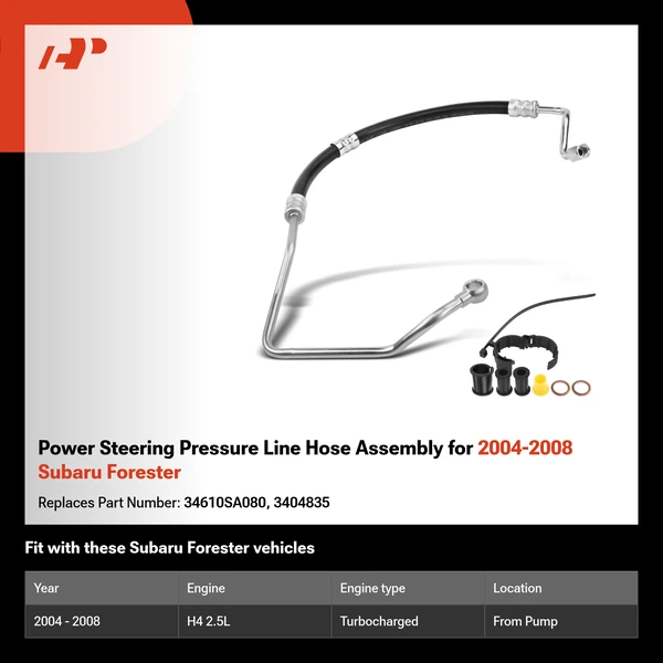 Power Steering Pressure Line Hose Assembly for 2004-2008 Subaru Forester