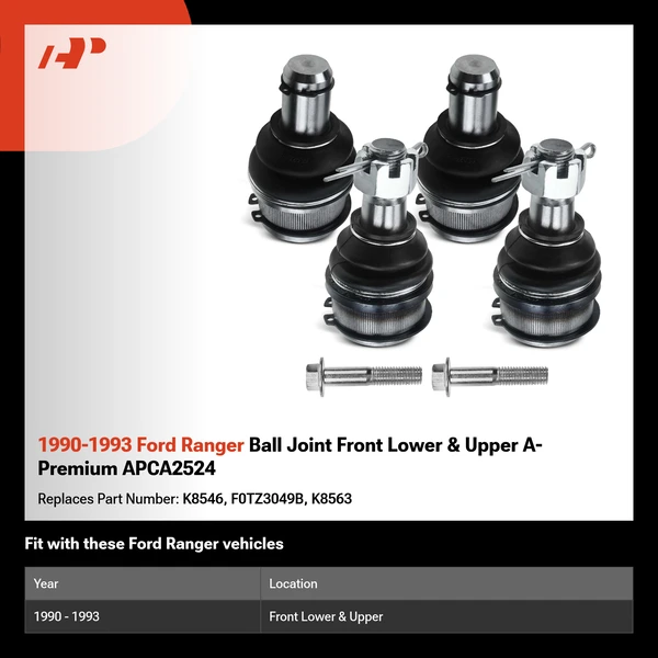 1990-1993 Ford Ranger Ball Joint Front Lower & Upper A-Premium APCA2524
