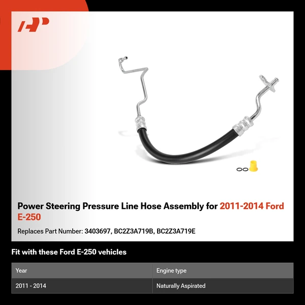 Power Steering Pressure Line Hose Assembly for 2011-2014 Ford E-250