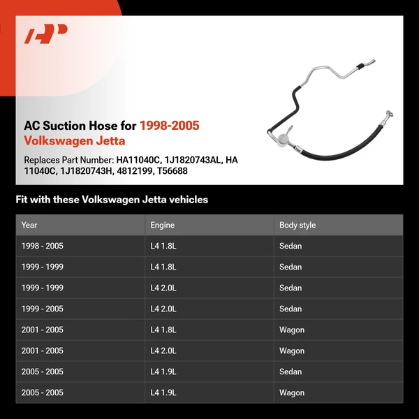 AC Suction Hose for 1998-2005 Volkswagen Jetta