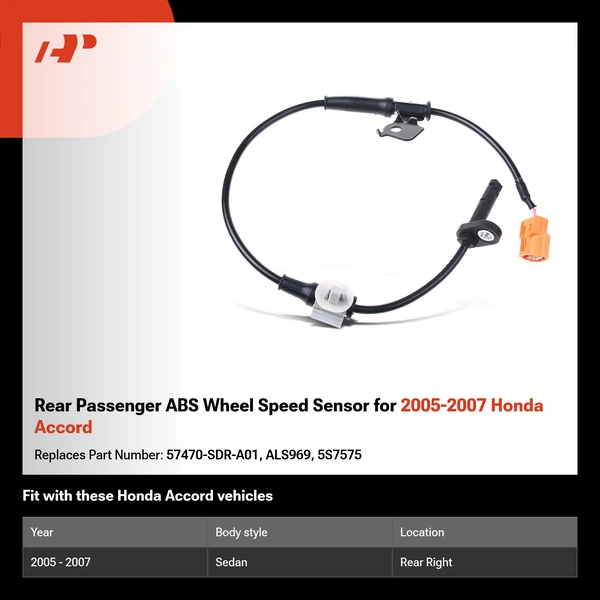 Rear Passenger ABS Wheel Speed Sensor for 2005-2007 Honda Accord
