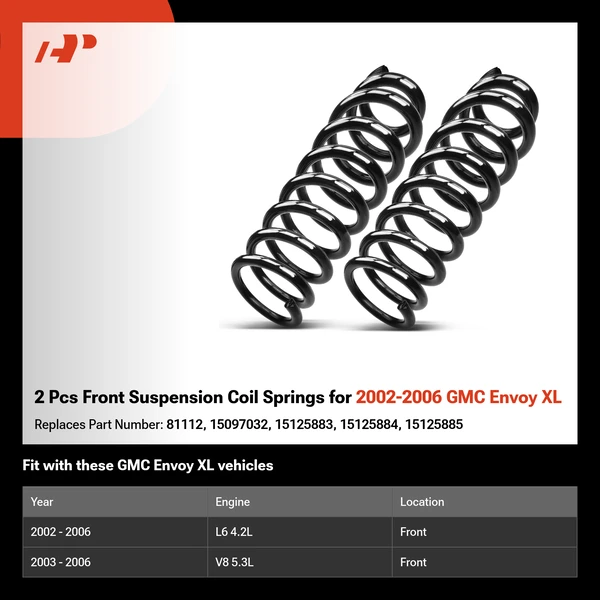 2 Pcs Front Suspension Coil Springs for 2002-2006 GMC Envoy XL