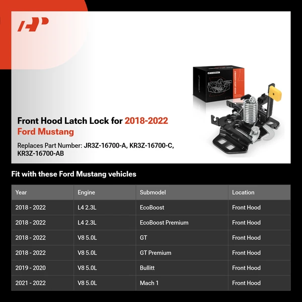 Front Hood Latch Lock for 2018-2022 Ford Mustang