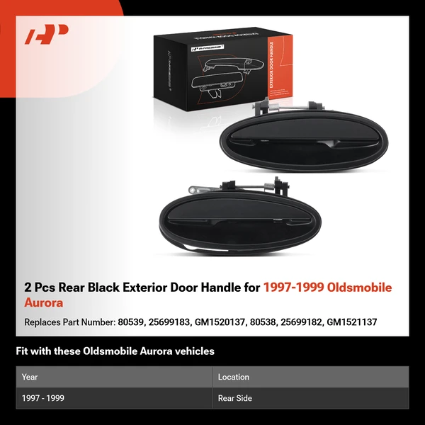 2 Pcs Rear Black Exterior Door Handle for 1997-1999 Oldsmobile Aurora