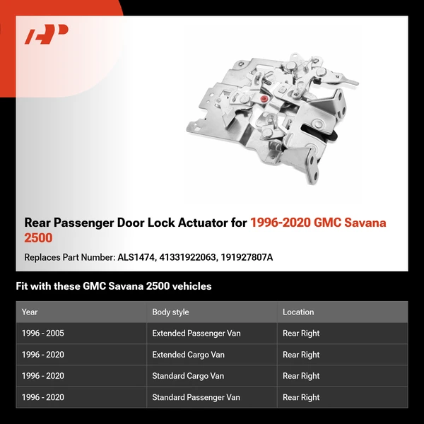 Rear Passenger Door Lock Actuator for 1996-2020 GMC Savana 2500