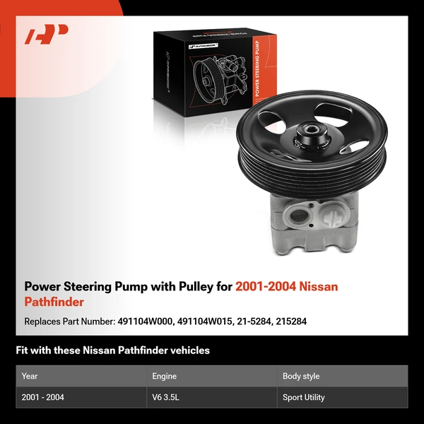 Power Steering Pump with Pulley for 2001-2004 Nissan Pathfinder