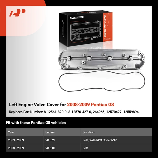 Left Engine Valve Cover for 2008-2009 Pontiac G8