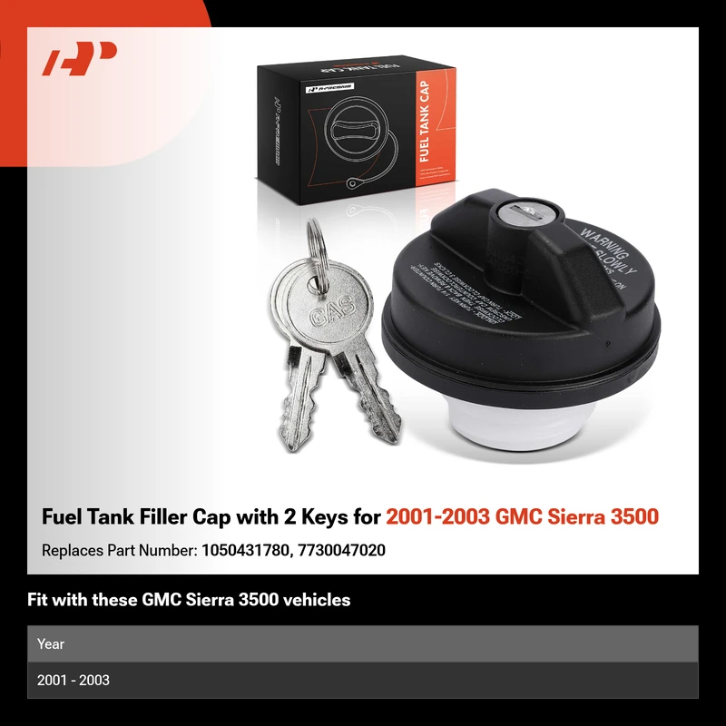 Fuel Tank Filler Cap with 2 Keys for 2001-2003 GMC Sierra 3500