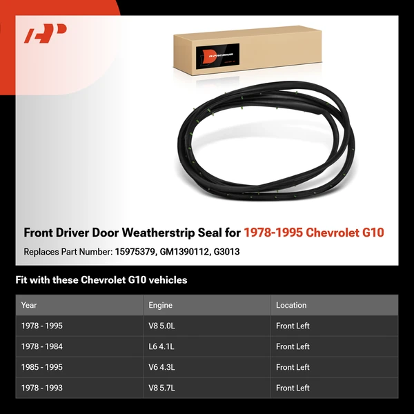 Front Driver Door Weatherstrip Seal for 1978-1995 Chevrolet G10