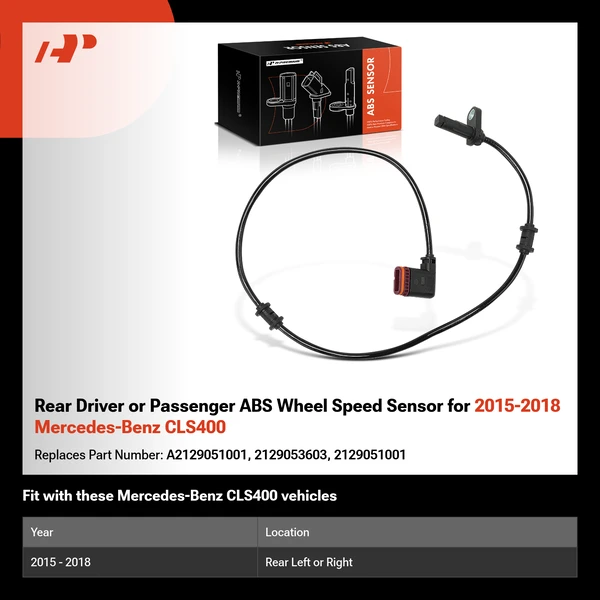 Rear Driver or Passenger ABS Wheel Speed Sensor for 2015-2018 Mercedes-Benz CLS400