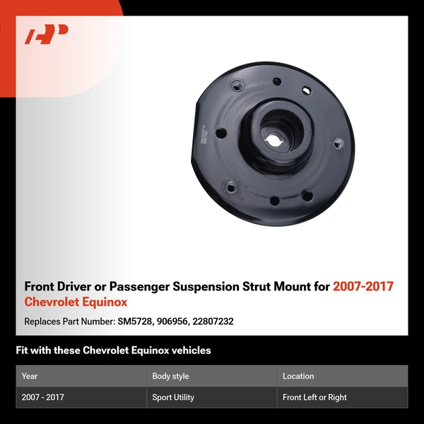 Front Driver or Passenger Suspension Strut Mount for 2007-2017 Chevrolet Equinox