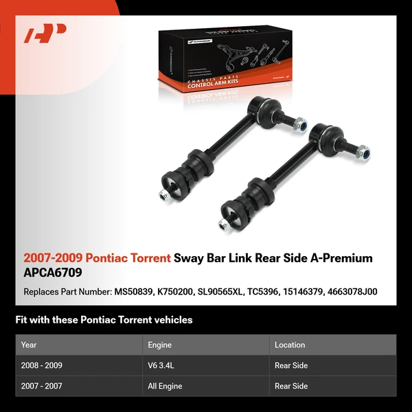 2007-2009 Pontiac Torrent Sway Bar Link Rear Side A-Premium APCA6709