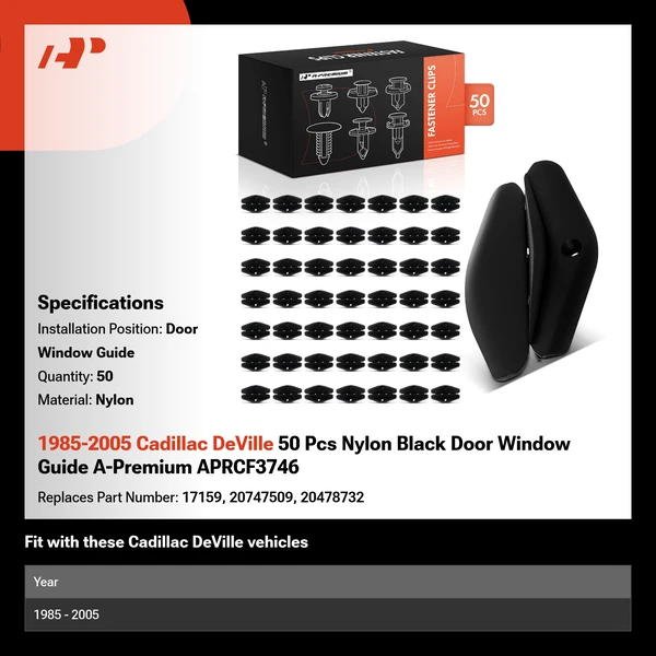 1985-2005 Cadillac DeVille 50 Pcs Nylon Black Door Window Guide A-Premium APRCF3746