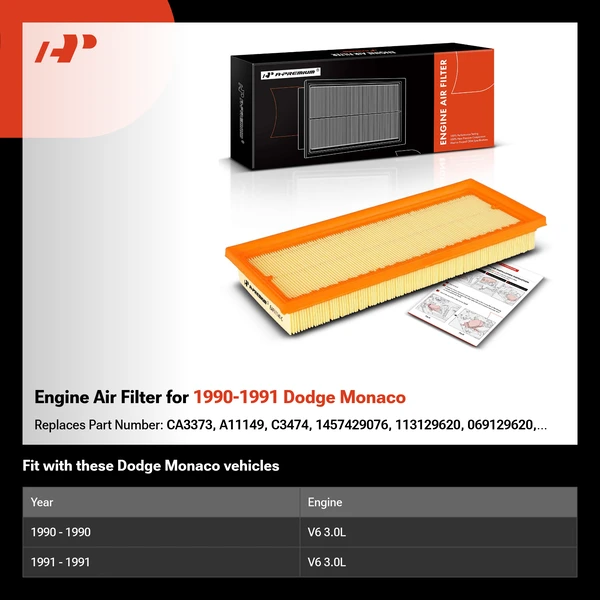 Engine Air Filter for 1990-1991 Dodge Monaco