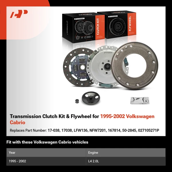 Transmission Clutch Kit & Flywheel for 1995-2002 Volkswagen Cabrio