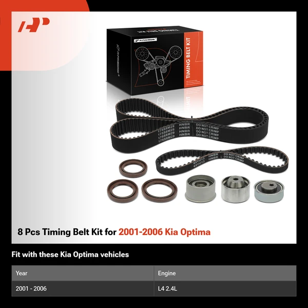 8 Pcs Timing Belt Kit for 2001-2006 Kia Optima