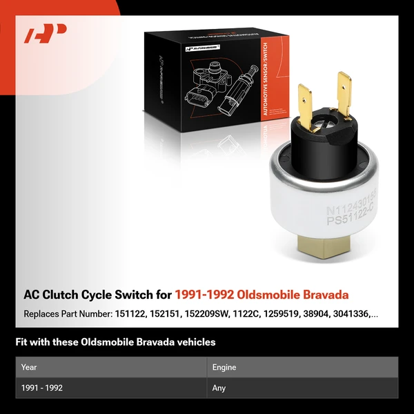 AC Clutch Cycle Switch for 1991-1992 Oldsmobile Bravada