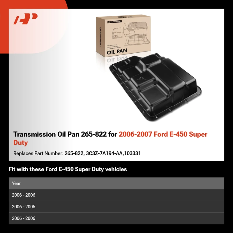 Transmission Oil Pan 265-822 for 2006-2007 Ford E-450 Super Duty