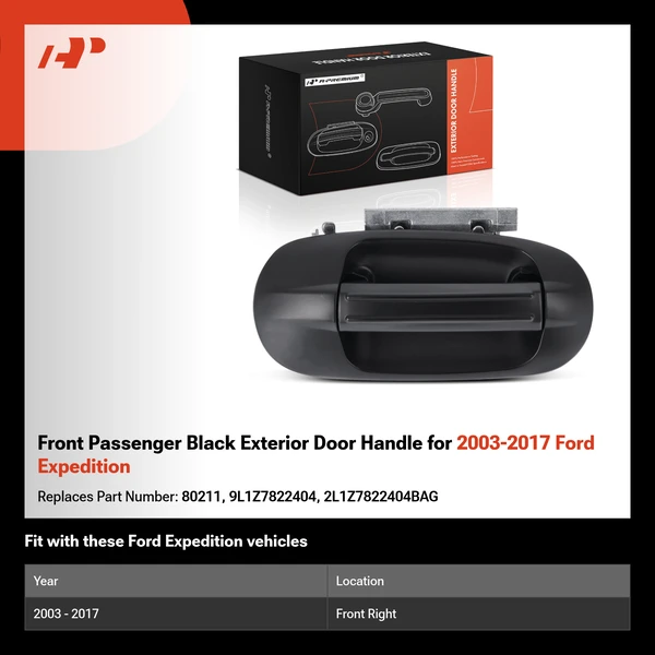 Front Passenger Black Exterior Door Handle for 2003-2017 Ford Expedition