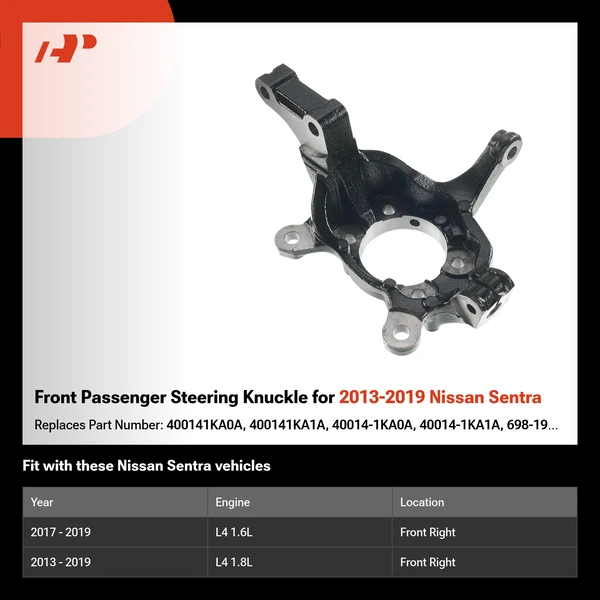 Front Passenger Steering Knuckle for 2013-2019 Nissan Sentra
