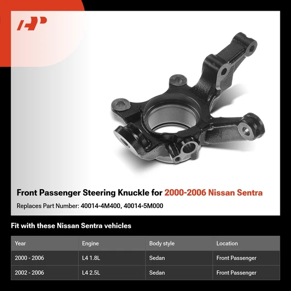 Front Passenger Steering Knuckle for 2000-2006 Nissan Sentra