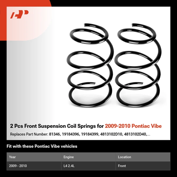 2 Pcs Front Suspension Coil Springs for 2009-2010 Pontiac Vibe