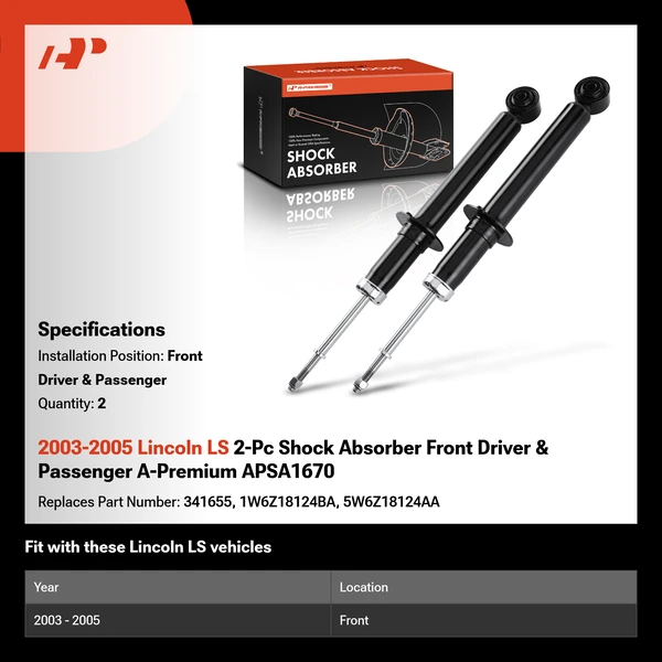 2003-2005 Lincoln LS 2-Pc Shock Absorber Front Driver & Passenger A-Premium APSA1670