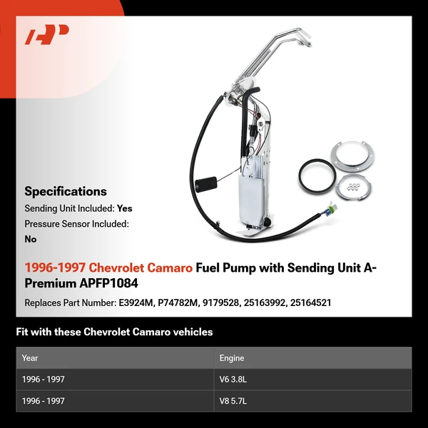 1996-1997 Chevrolet Camaro Fuel Pump with Sending Unit A-Premium APFP1084